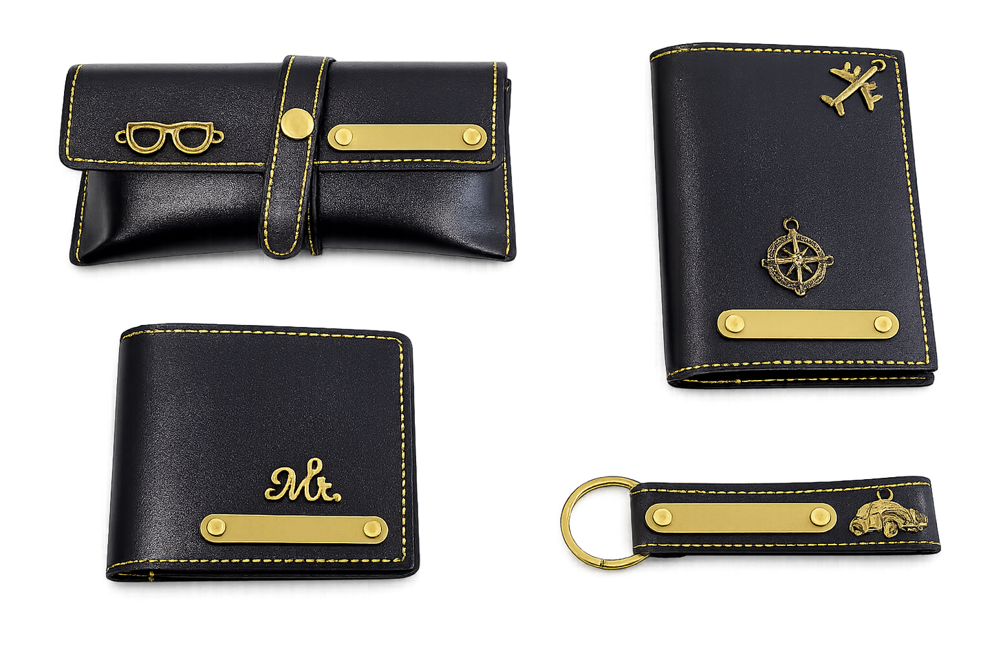 Personalized Leather Accessories Set