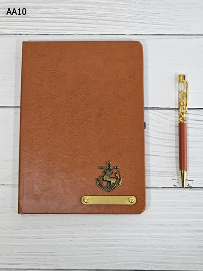 Customized Leather Notebook with Beautiful Charms & 🖊️ Pen | Executive Gift Set