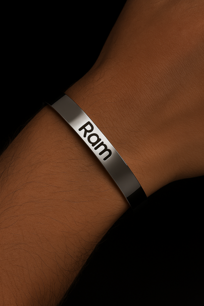 Premium Personalized Kada Bracelet – Modern Jewelry with Custom Name Engraving | Perfect Gift for Him & Her
