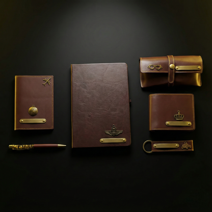 Luxury Personalized Travel Gift Set | 💼 Wallet, ✈️ Passport Cover, 📔 Notebook & 🔑 Keychain