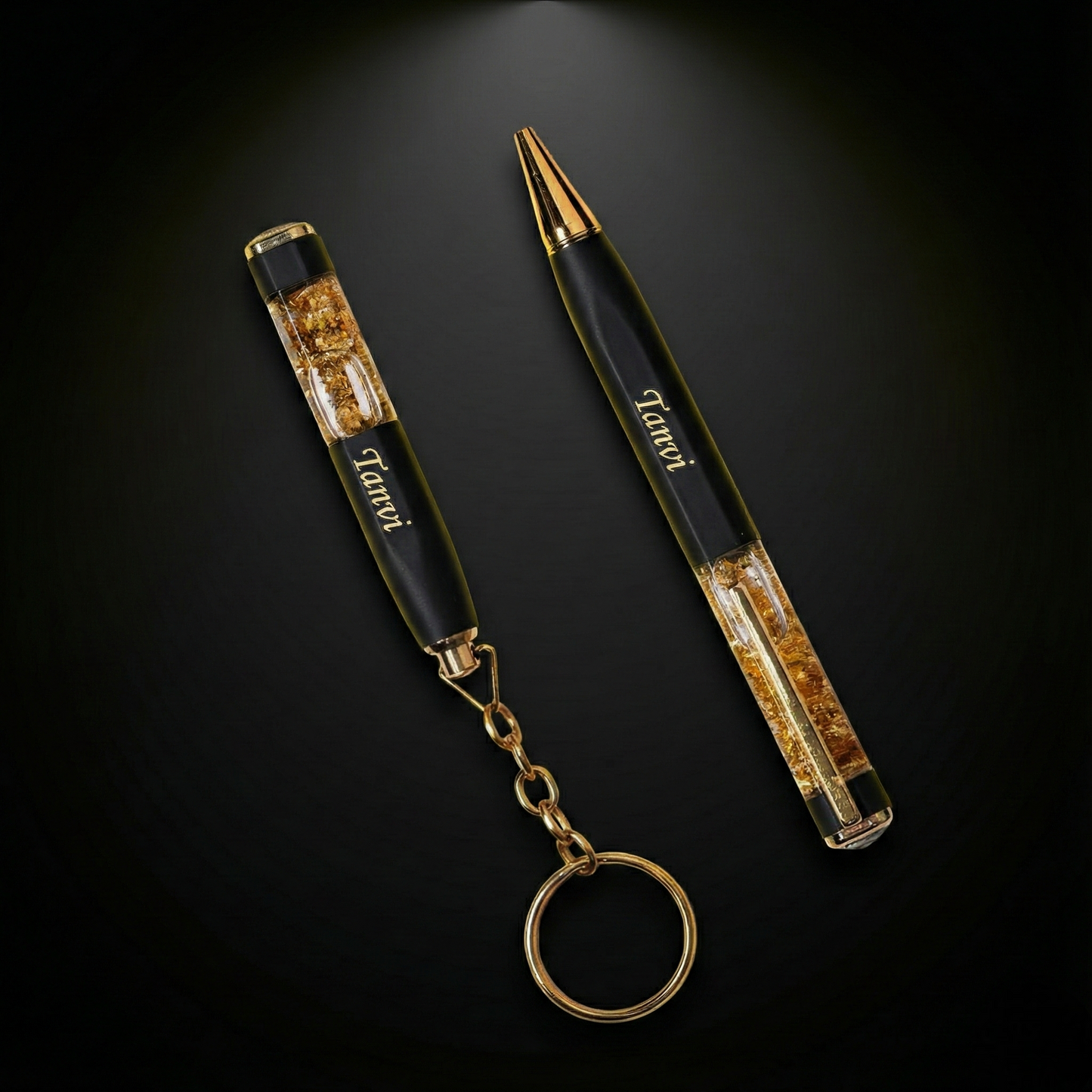 Custom Name Pen & Keychain Gift Set – Elegant Black & Gold Combo | Blessings Gifts
