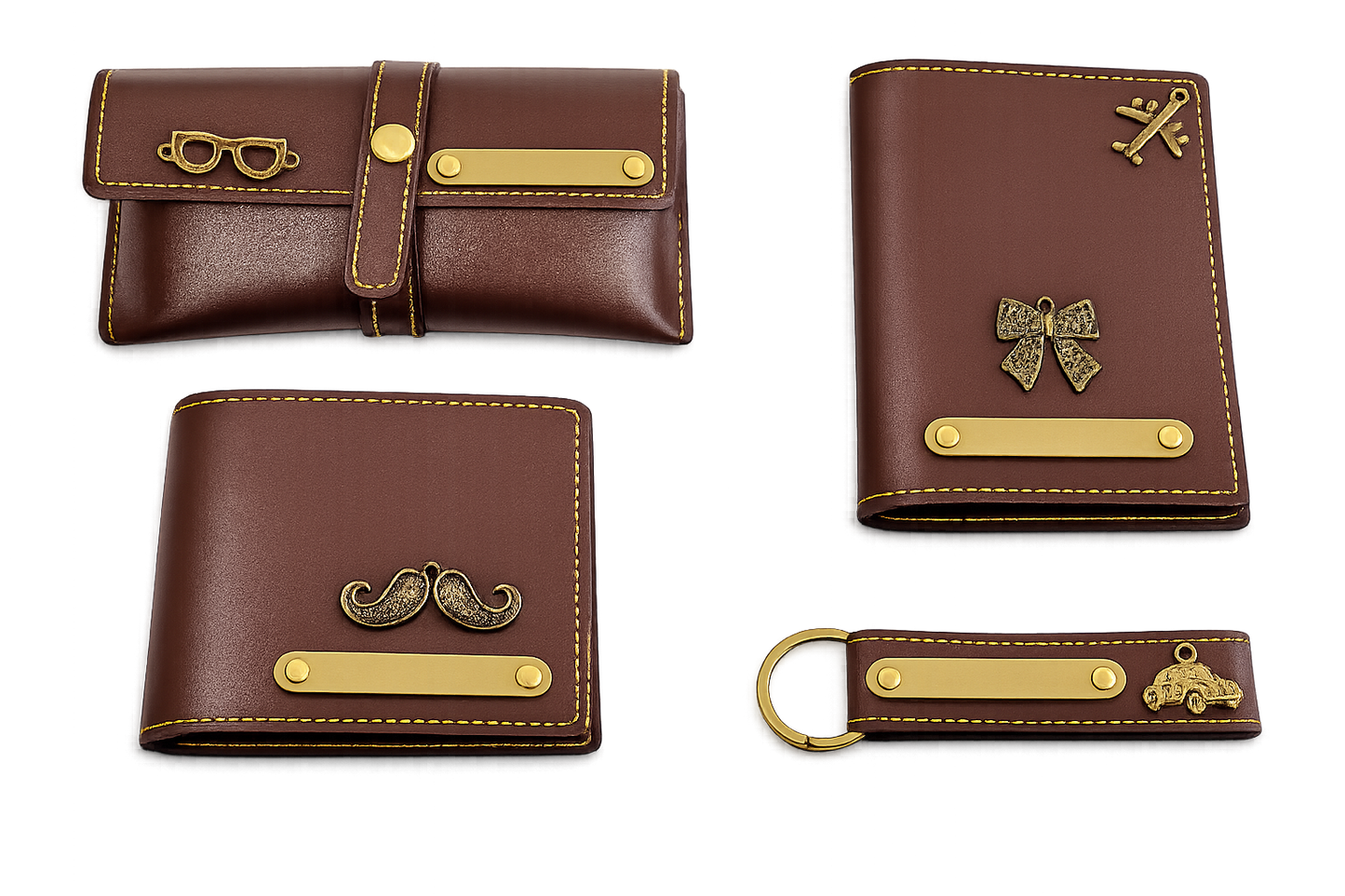 Personalized Leather Accessories Set