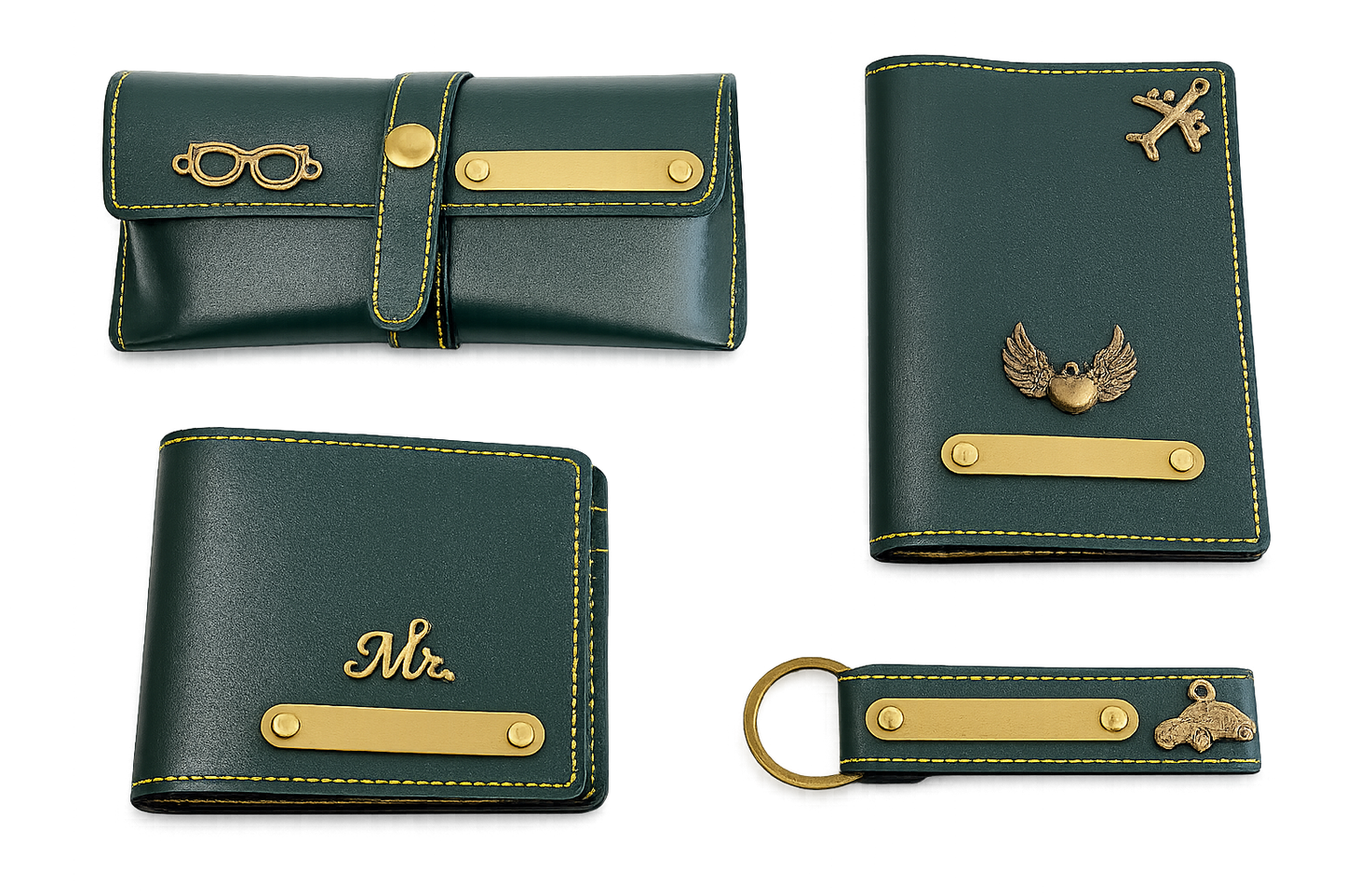Personalized Leather Accessories Set