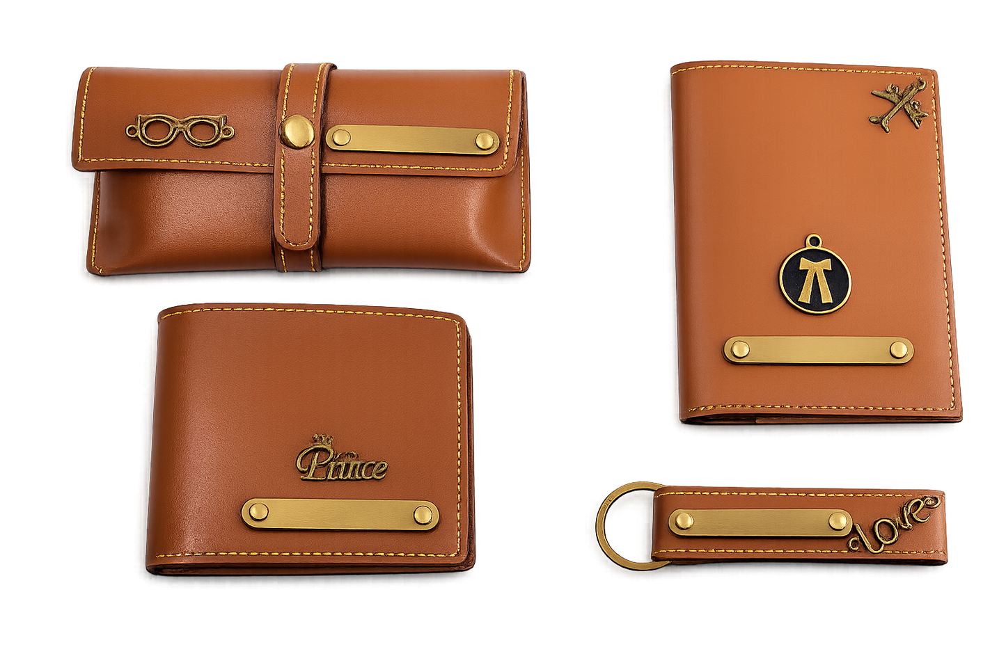 Personalized Leather Accessories Set
