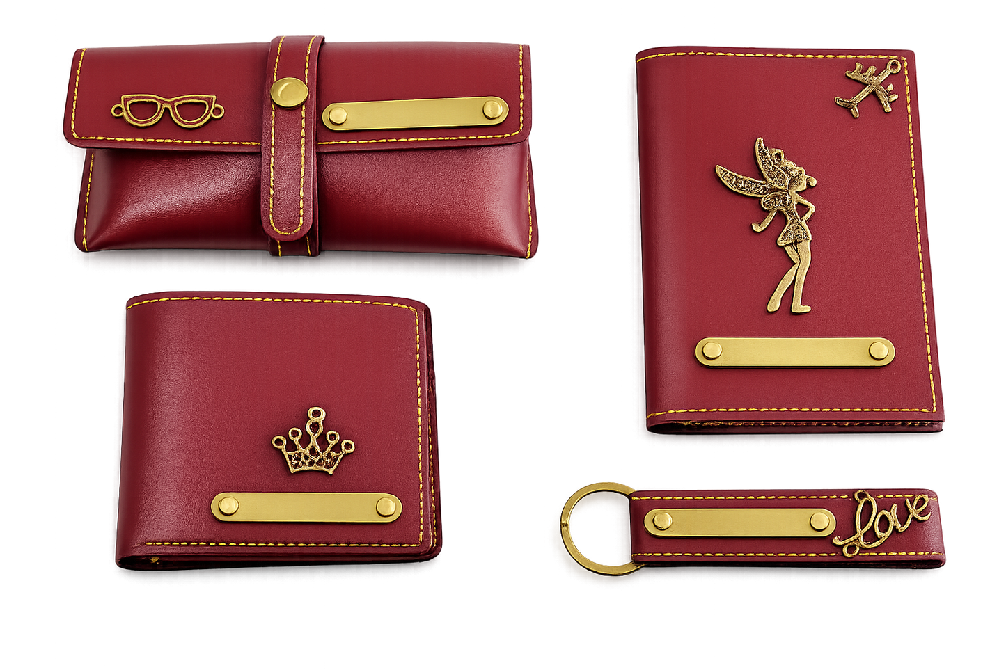 Personalized Leather Accessories Set
