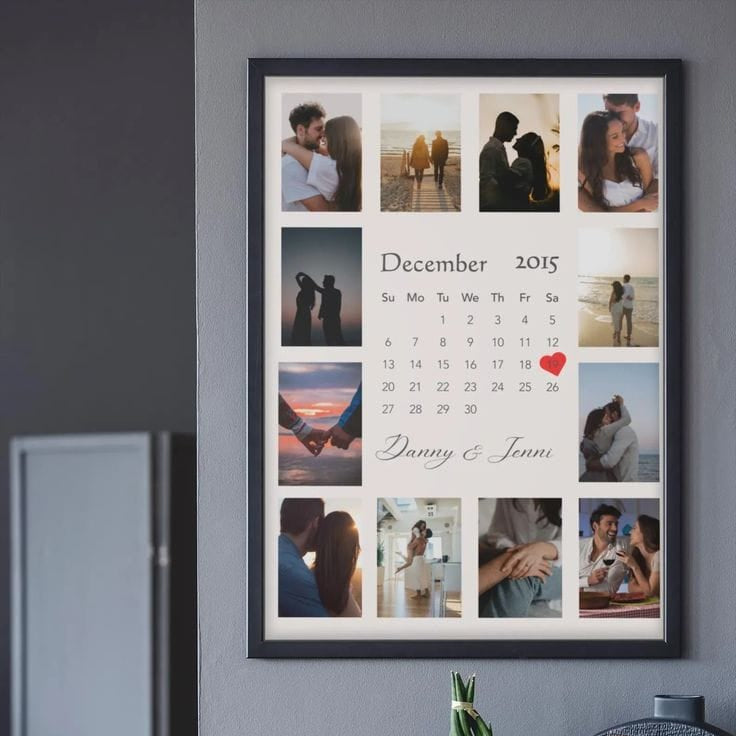 Personalized Couple Calendar Frame | Custom Anniversary Date Memory Gift