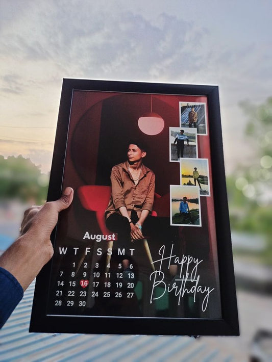 Custom Birthday Calendar Frame for Him | Personalized Photo Collage Gift