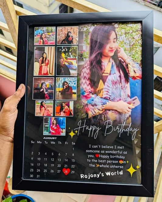 Personalized Birthday Calendar Frame for Her | Custom Photo Collage Gift