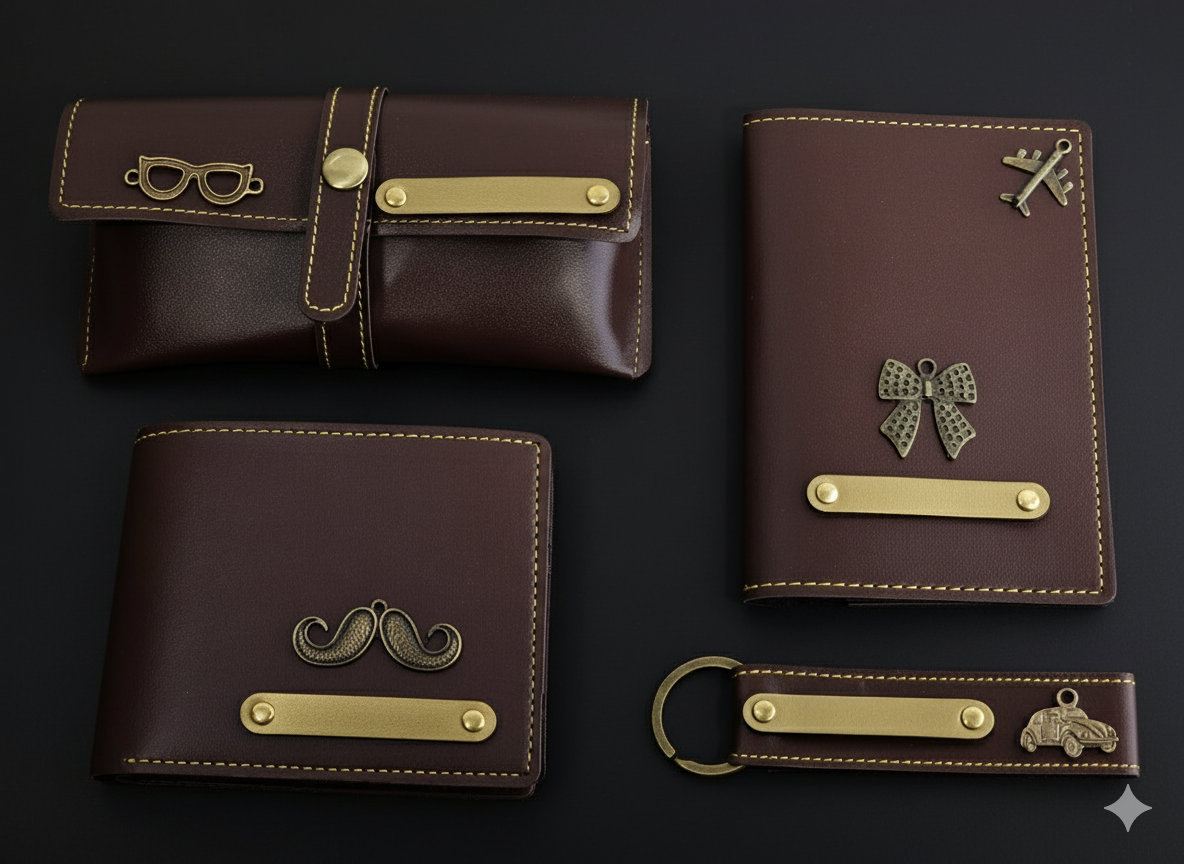 Wallet, Passport Cover, Sunglasses Cover & Keychain Combo